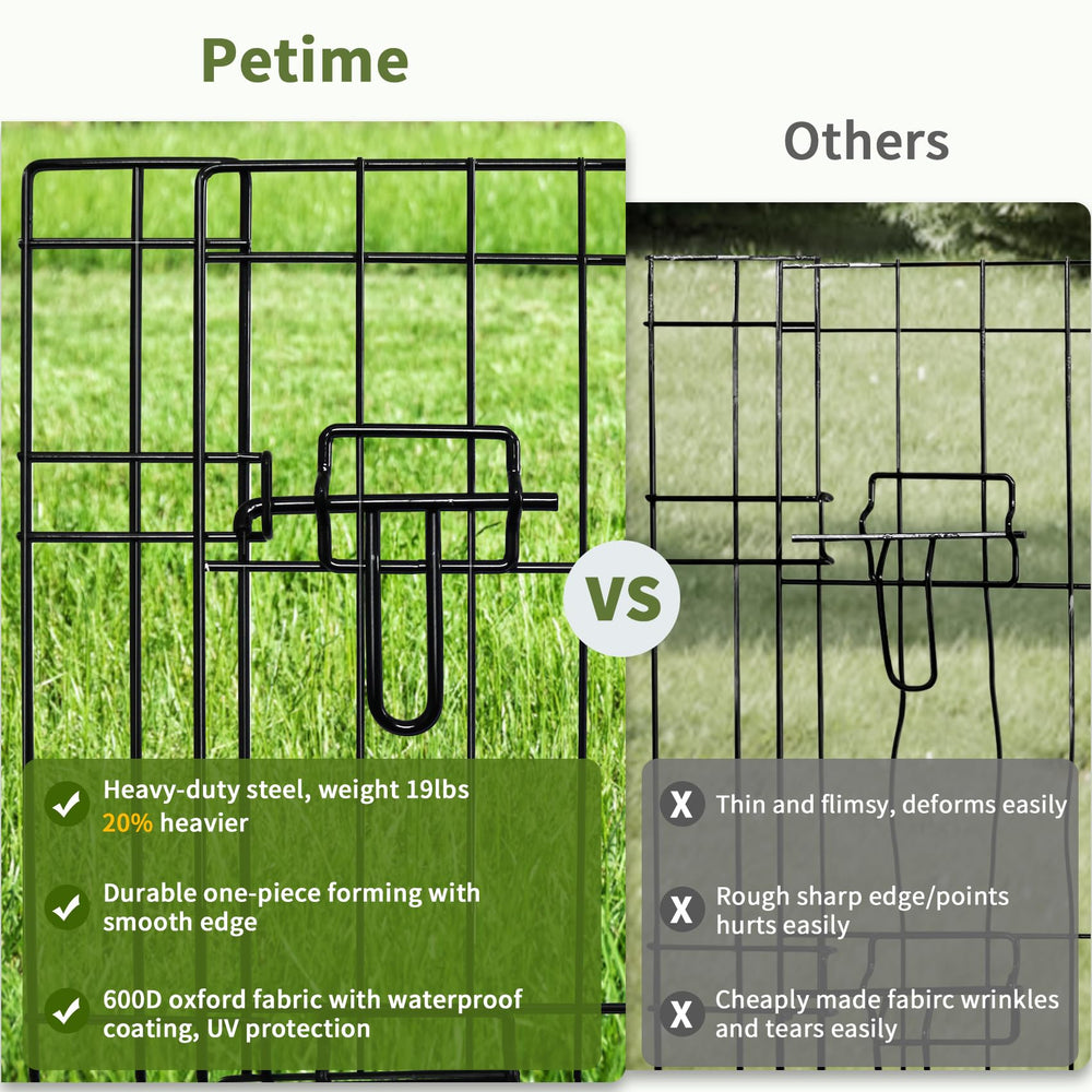 PETIME folded dog pen storage demonstrates flat, compact portability.