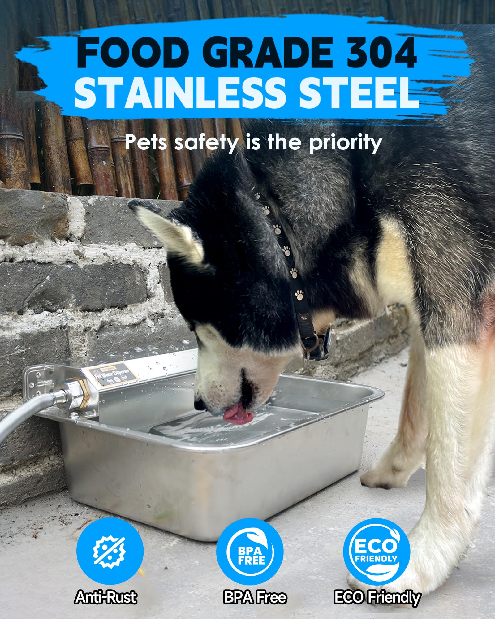 PETIMI 304 stainless steel body resists rust for clean water.