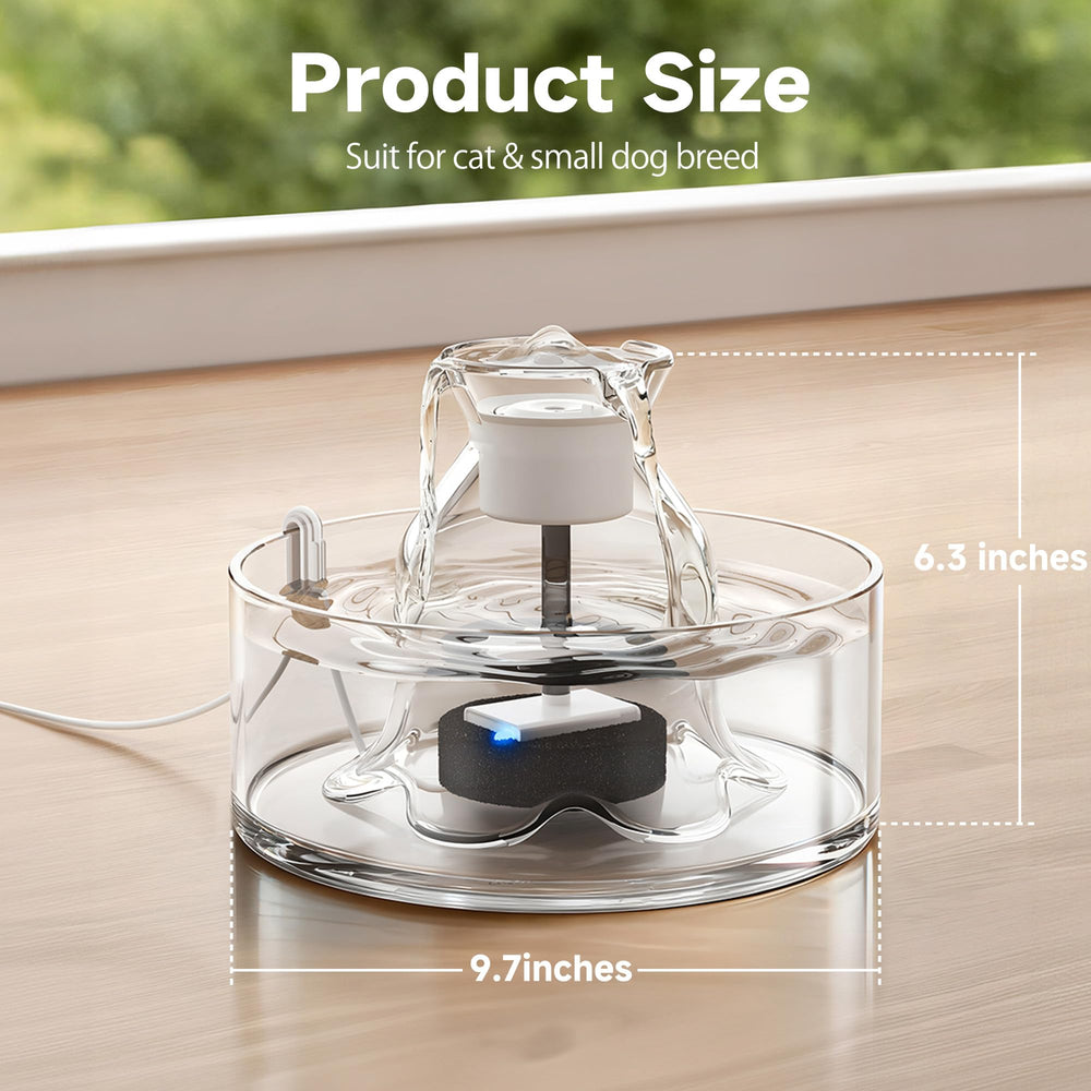 PETIMI Glass Cat Water Fountain borosilicate glass resists staining