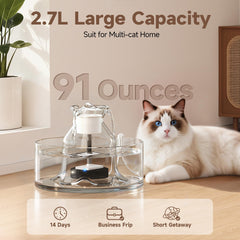 PETIMI Glass Cat Water Fountain ultra-quiet operation keeps rooms peaceful.