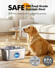 PETIMI stainless steel fountain offers durable, rust-free daily hydration for pets.
