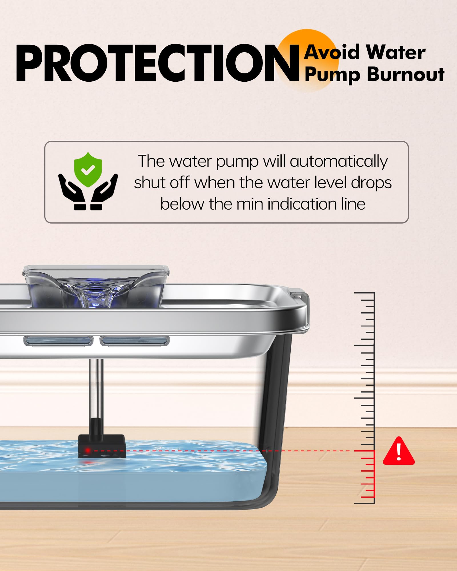 PETIMI circular water level window makes refills quick and easy.