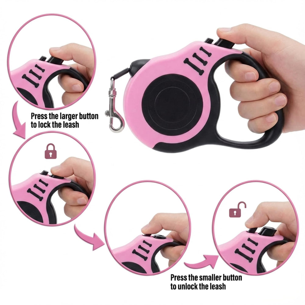 PETIMP paw-shaped dispenser attached to leash for convenient waste bag access.