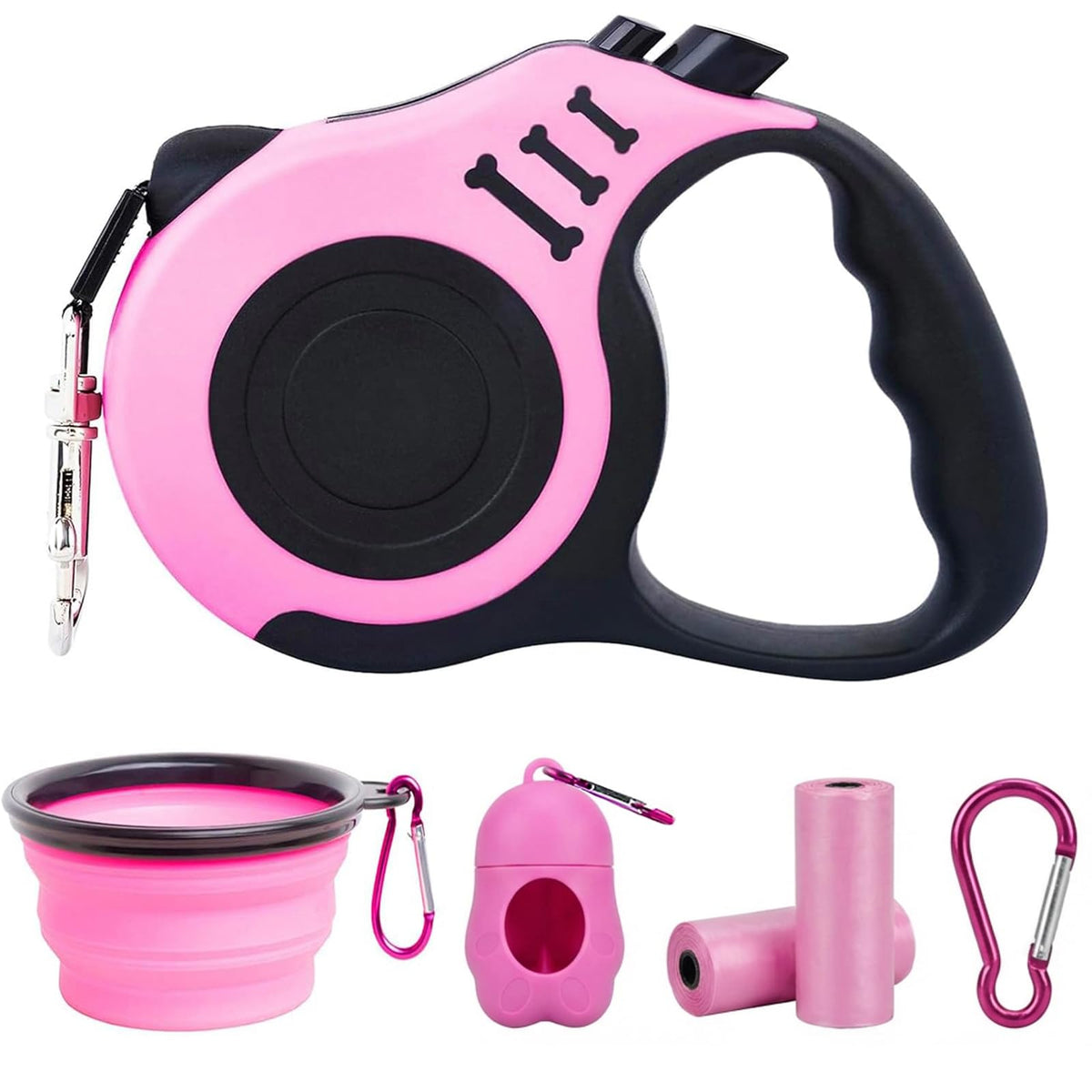 PETIMP retractable leash with ergonomic compact handle for easy one-handed grip.