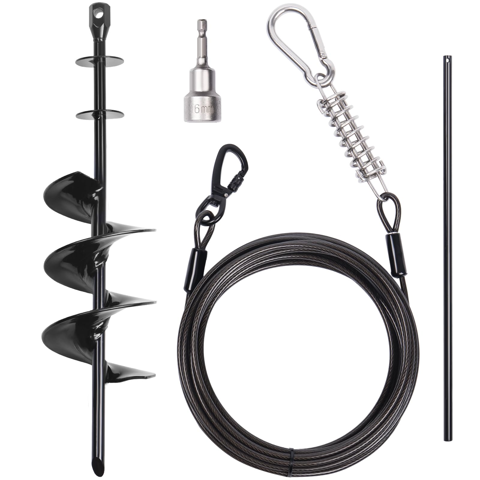 PETINBOX heavy-duty tie-out cable with 30ft reach for secure yard adventures