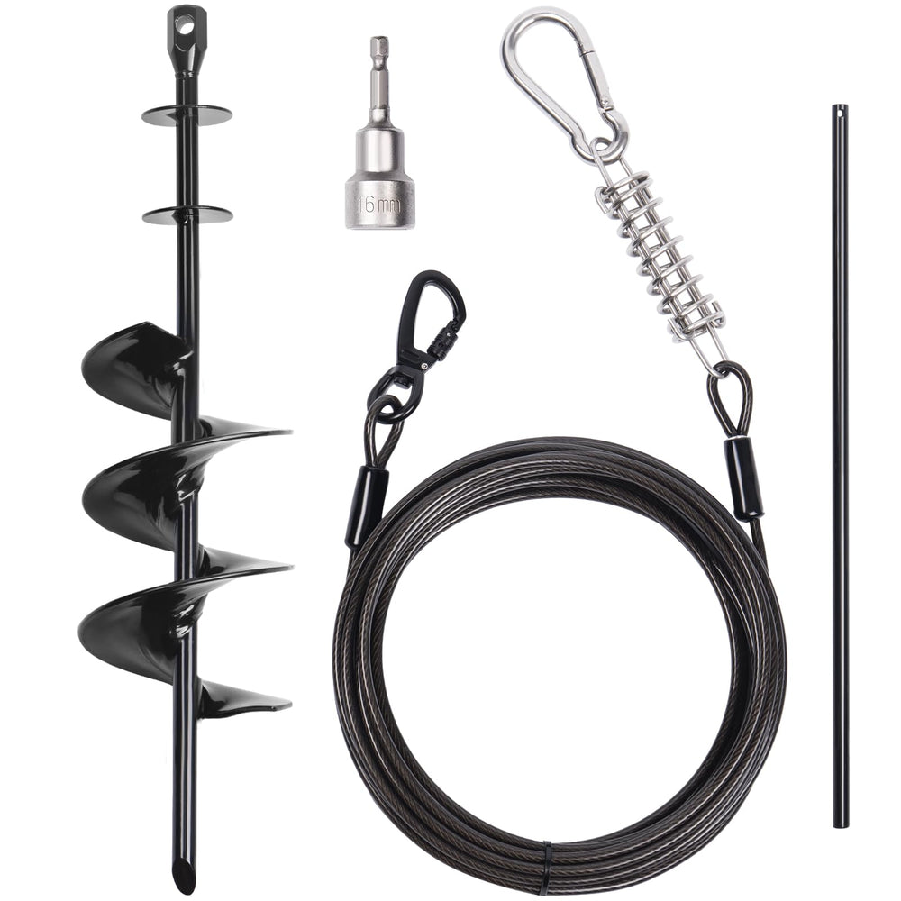 PETINBOX heavy-duty tie-out cable with 30ft reach for secure yard adventures