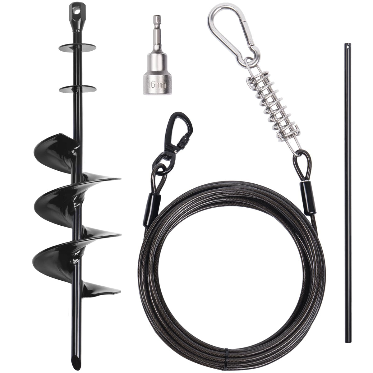 PETINBOX heavy-duty tie-out cable with 30ft reach for secure yard adventures