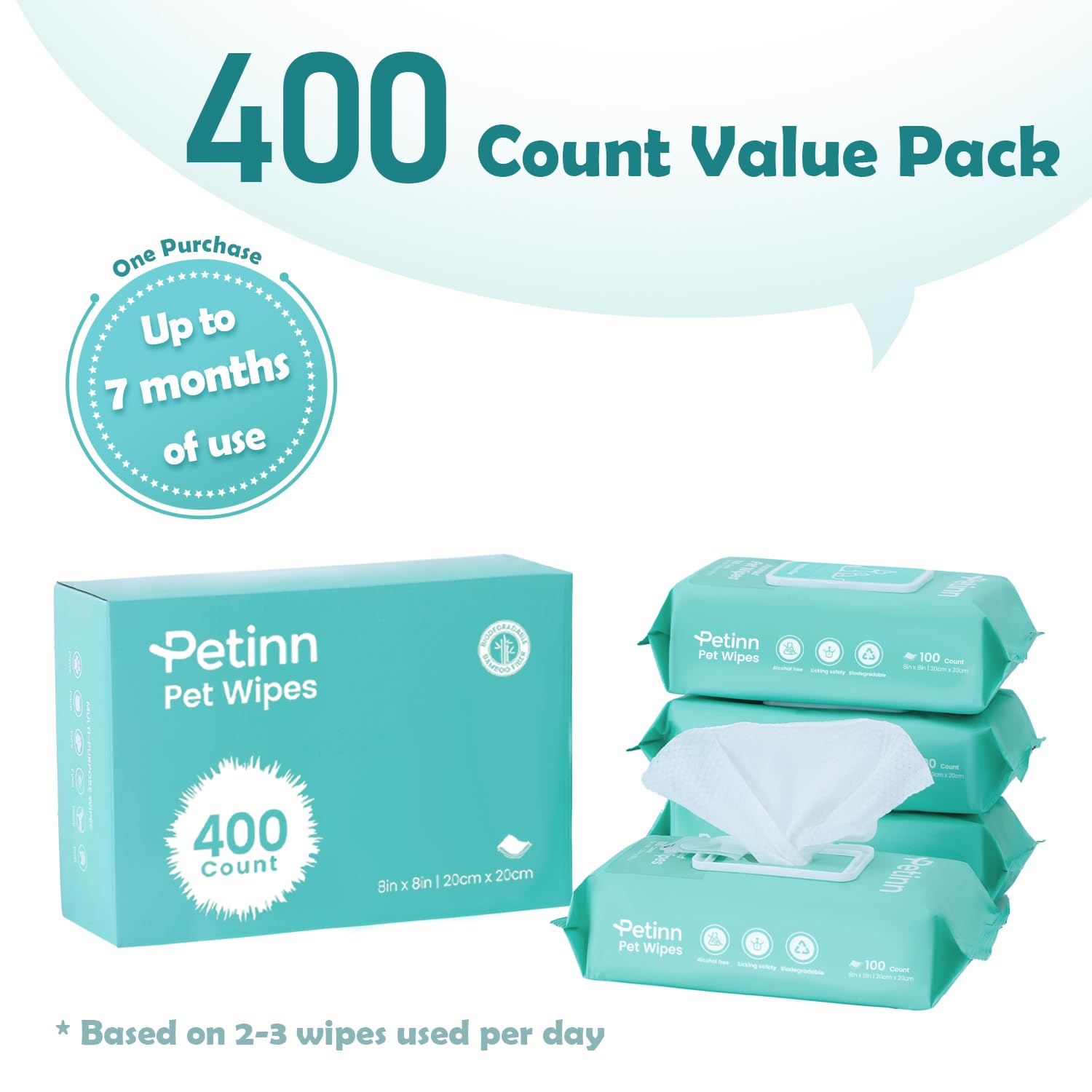 Petinn 4-pack wipes for multiple pets and long-term use