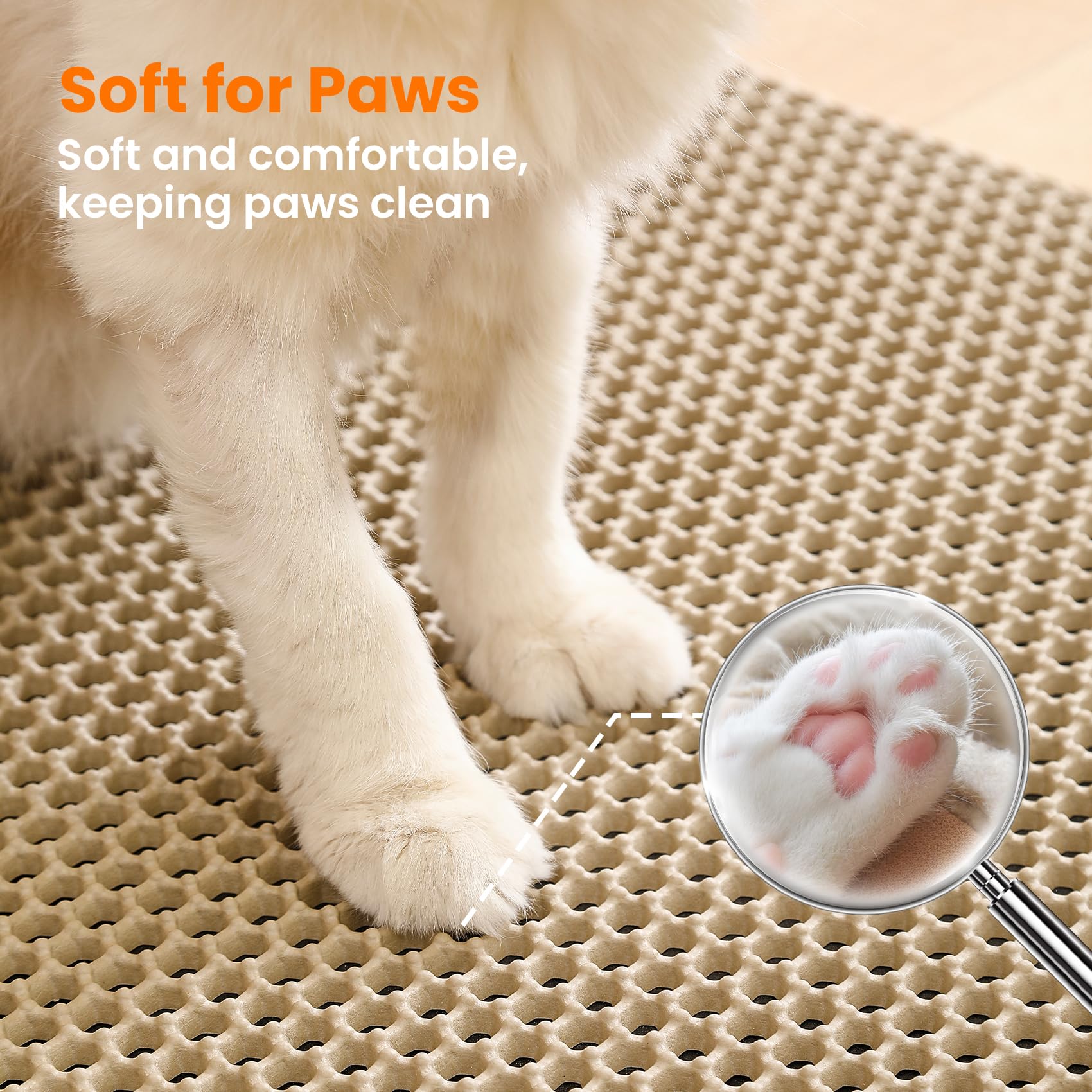 Petinstinct beige color blends with home decor while protecting flooring.