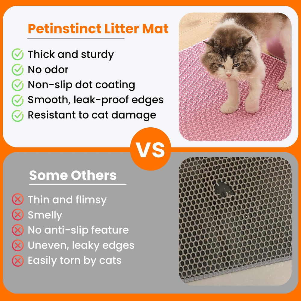 Petinstinct cat litter mat under the box for cleaner floors.