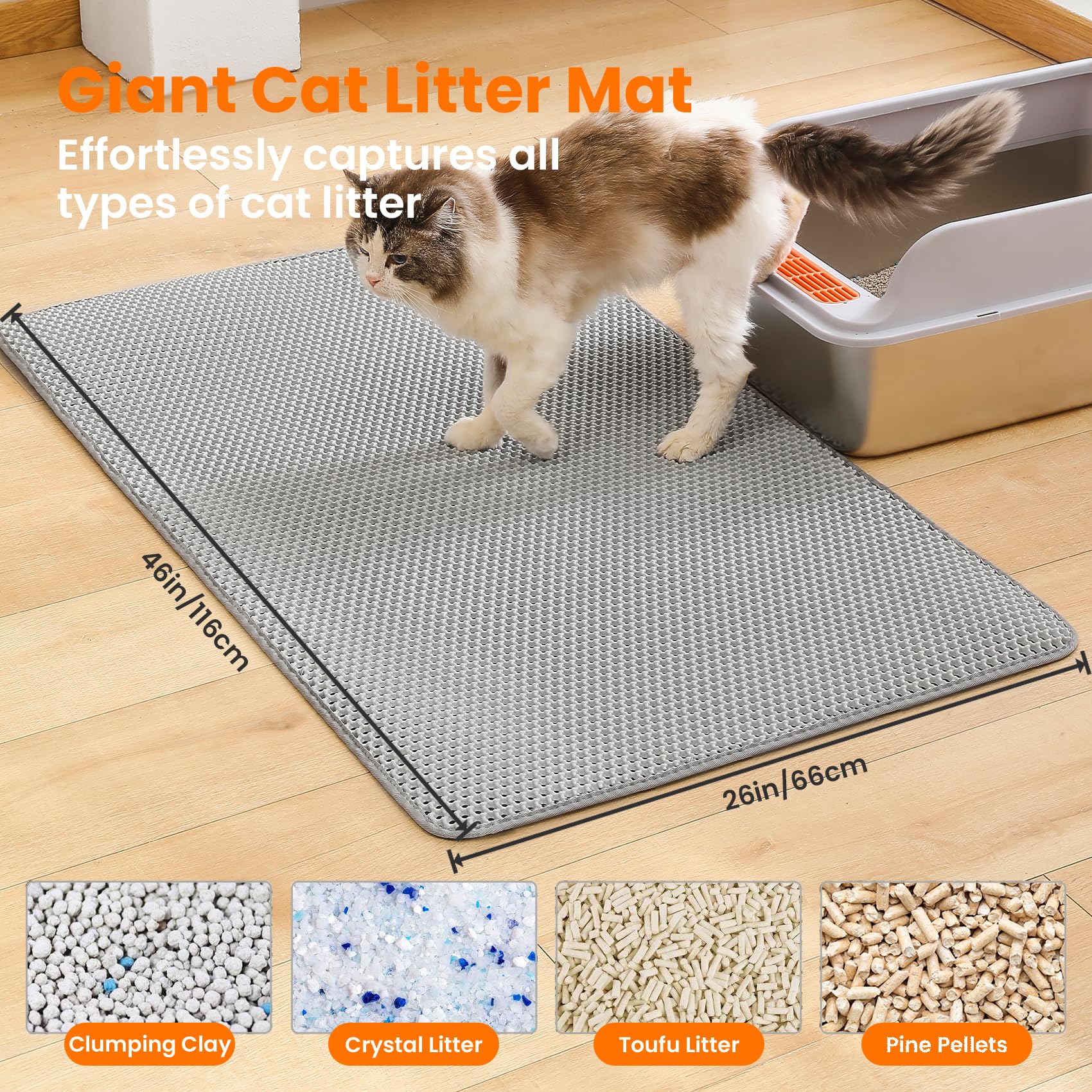 Petinstinct double layer honeycomb design captures litter above and below for easy disposal.