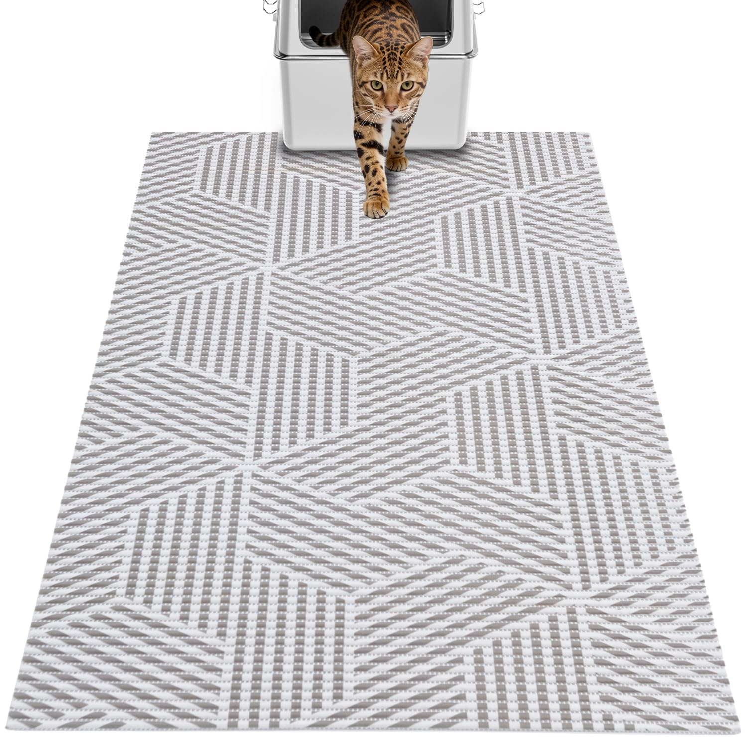 Petinstinct extra large litter mat 40x25 inch area for improved litter scatter control.