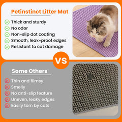 Honeycomb top layer of Petinstinct mat captures litter efficiently.