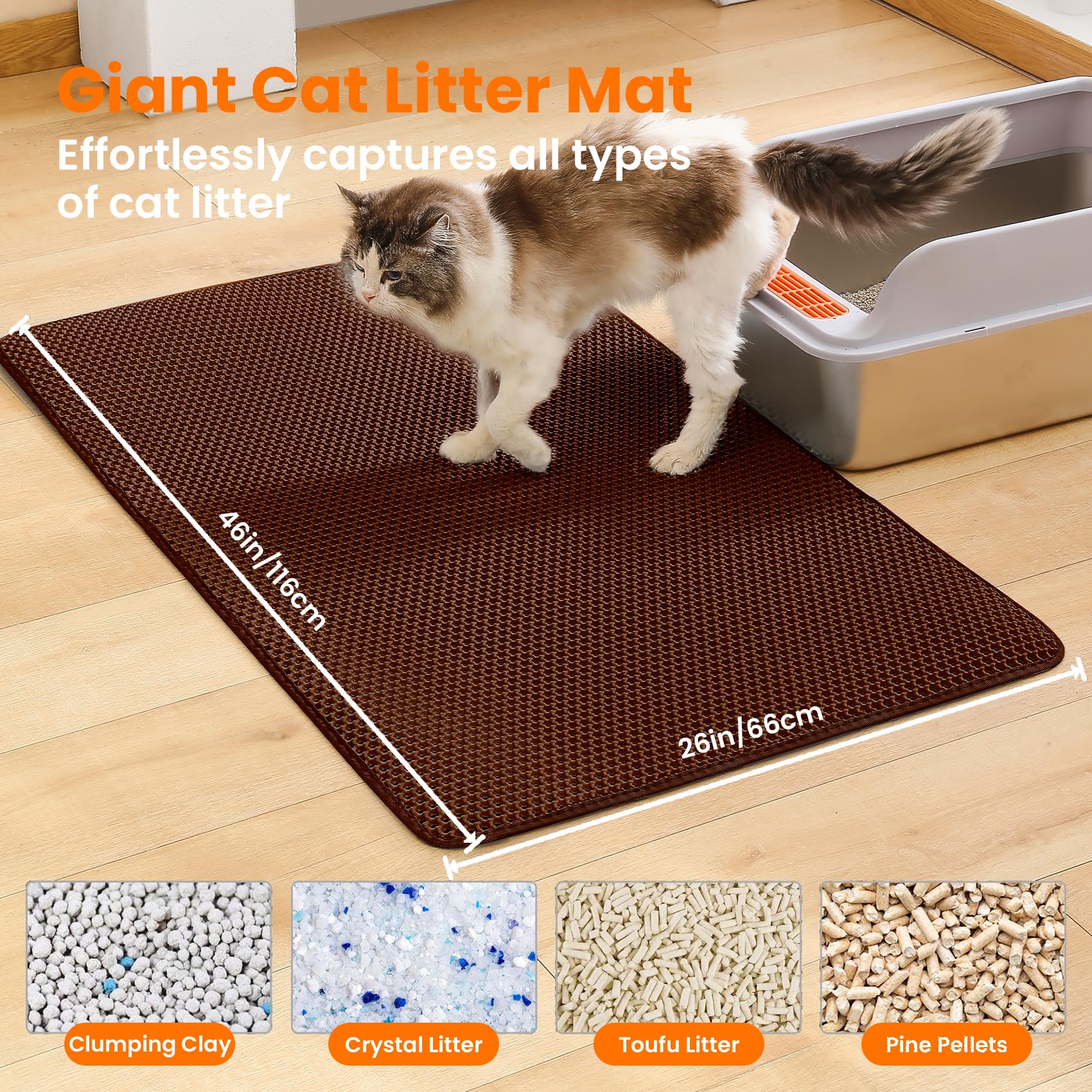 Petinstinct Jumbo Cat Litter Mat double-layer honeycomb design for efficient separation.