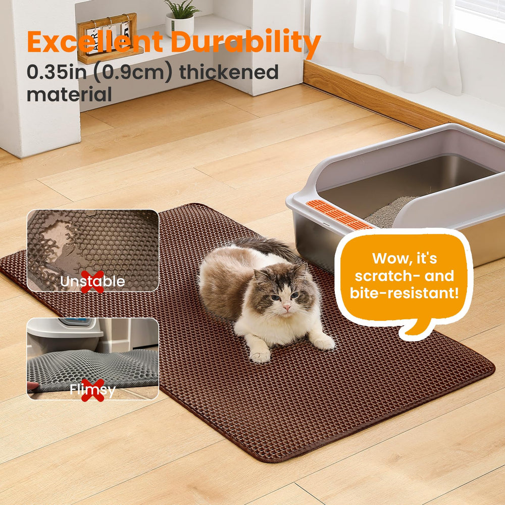 Petinstinct Jumbo Cat Litter Mat features a non-slip bottom for secure placement.