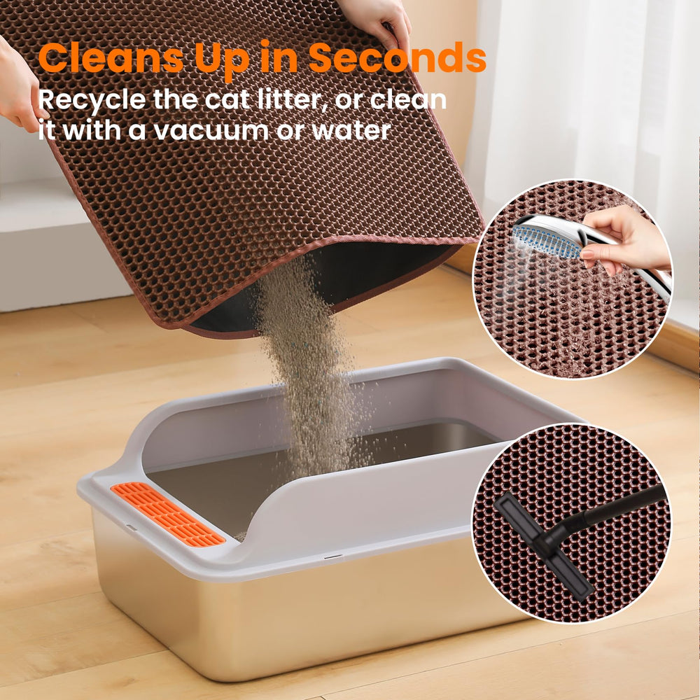 Petinstinct Jumbo Cat Litter Mat keeps floors dry with waterproof, urine-proof protection.