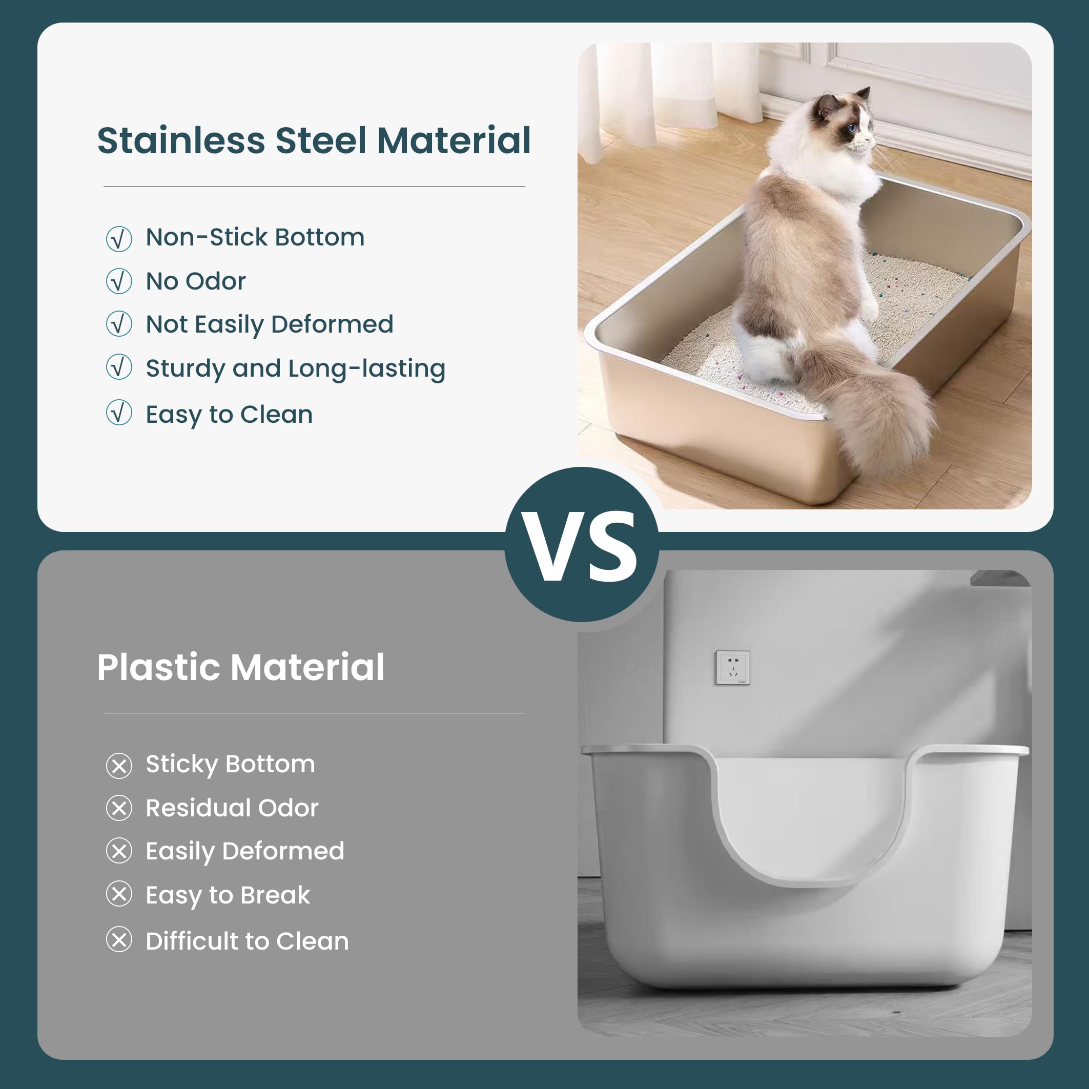 Petinstinct litter box nonstick surface reduces residue and odor