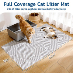 Petinstinct litter mat trimable edge demonstrates a precise fit around the box for cleaner corners.