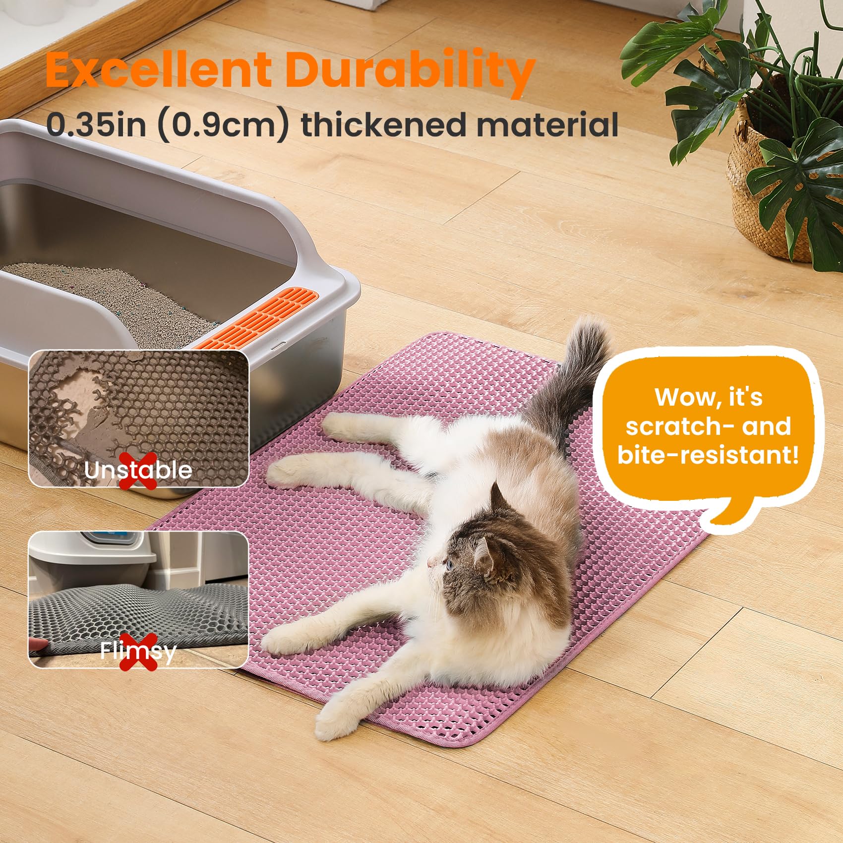 Petinstinct non-slip bottom keeps mat in place.