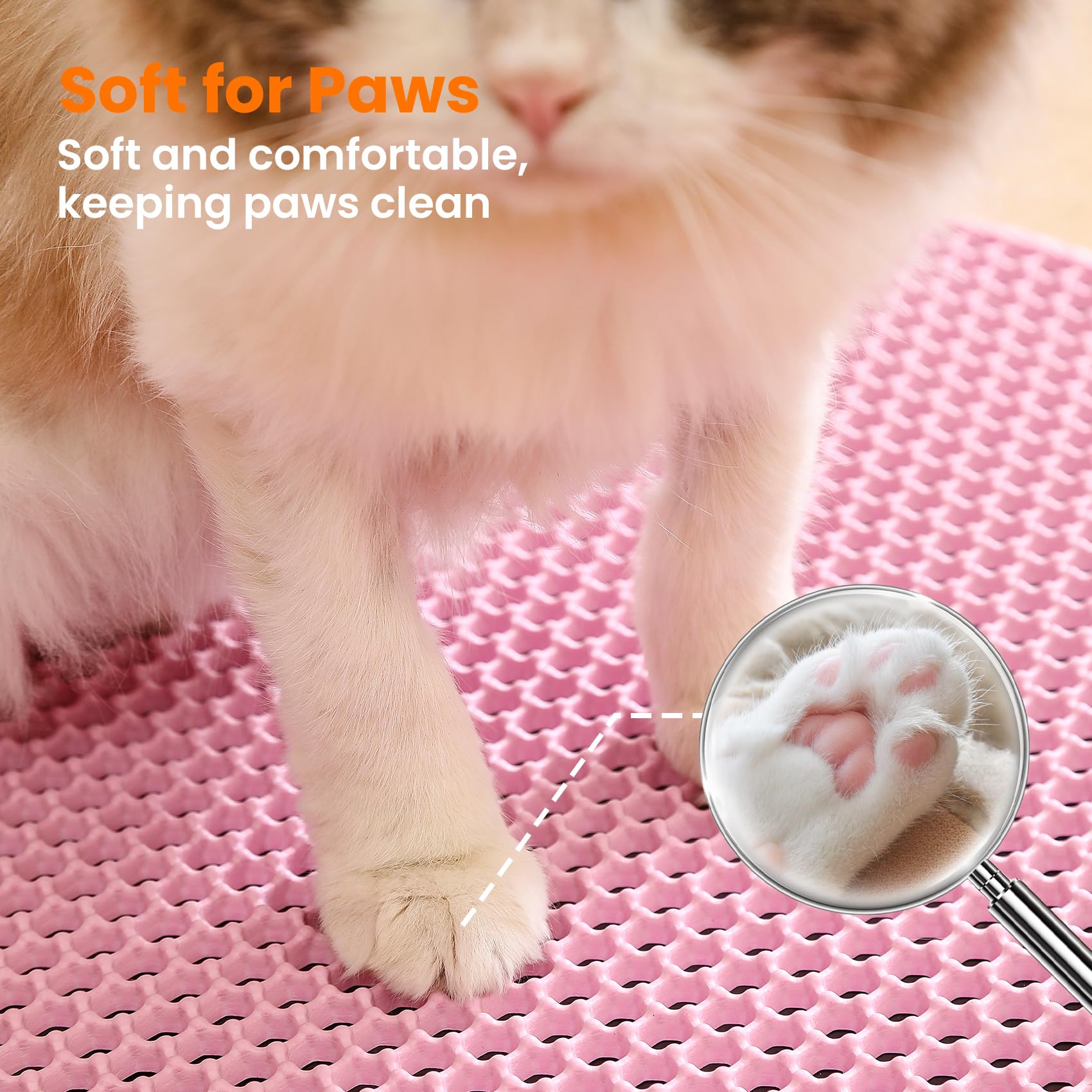 Petinstinct pink mat showing ample 30x22 inch area.