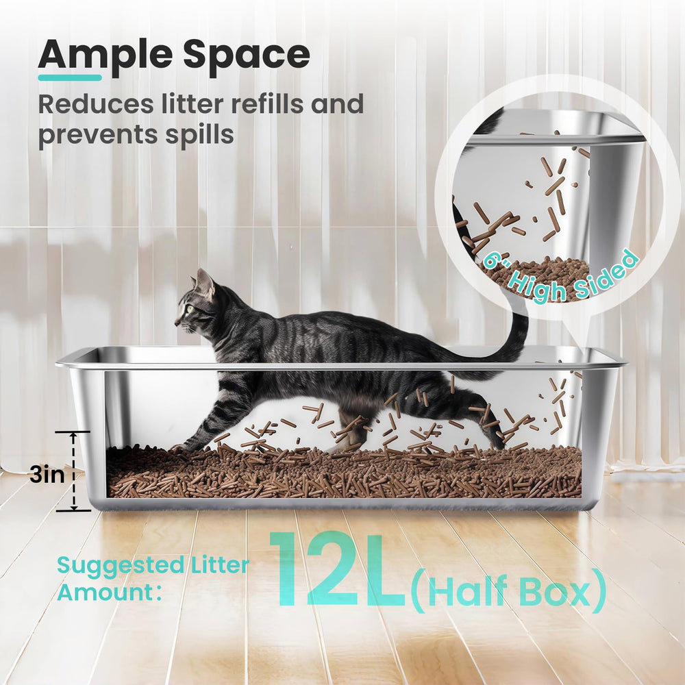 Petinstinct steel litter box with EVA anti-slip base on floor