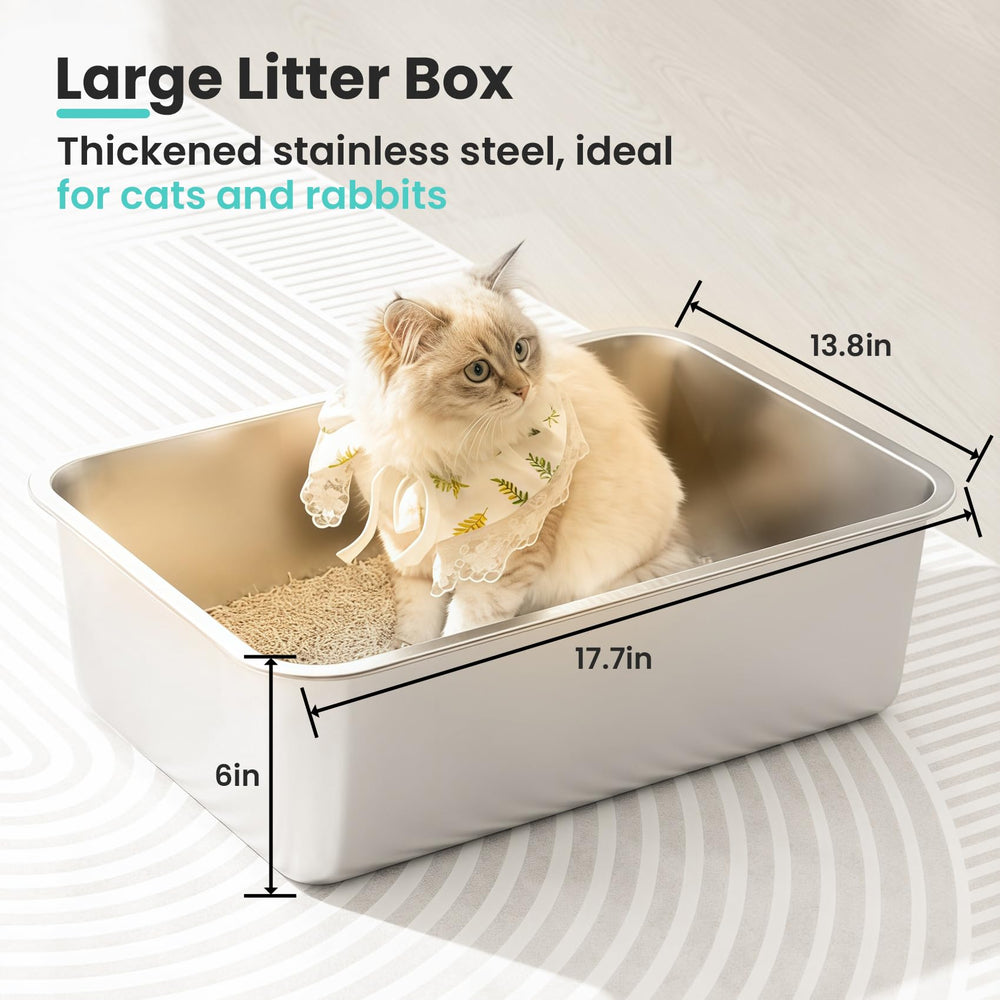 Petinstinct steel litter box interior dig space for cats