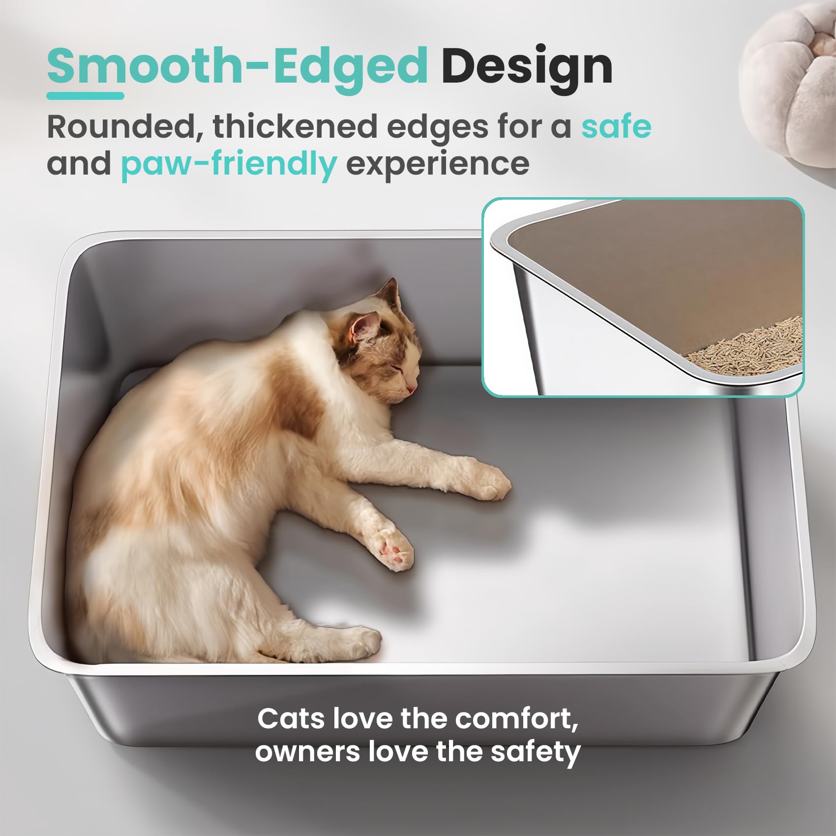 Petinstinct steel litter box smooth polished edges for safe handling