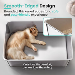 Petinstinct steel litter box smooth polished edges for safe handling