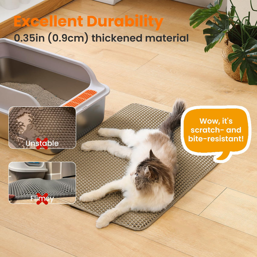 Petinstinct litter-trapping mat reduces floor tracking.