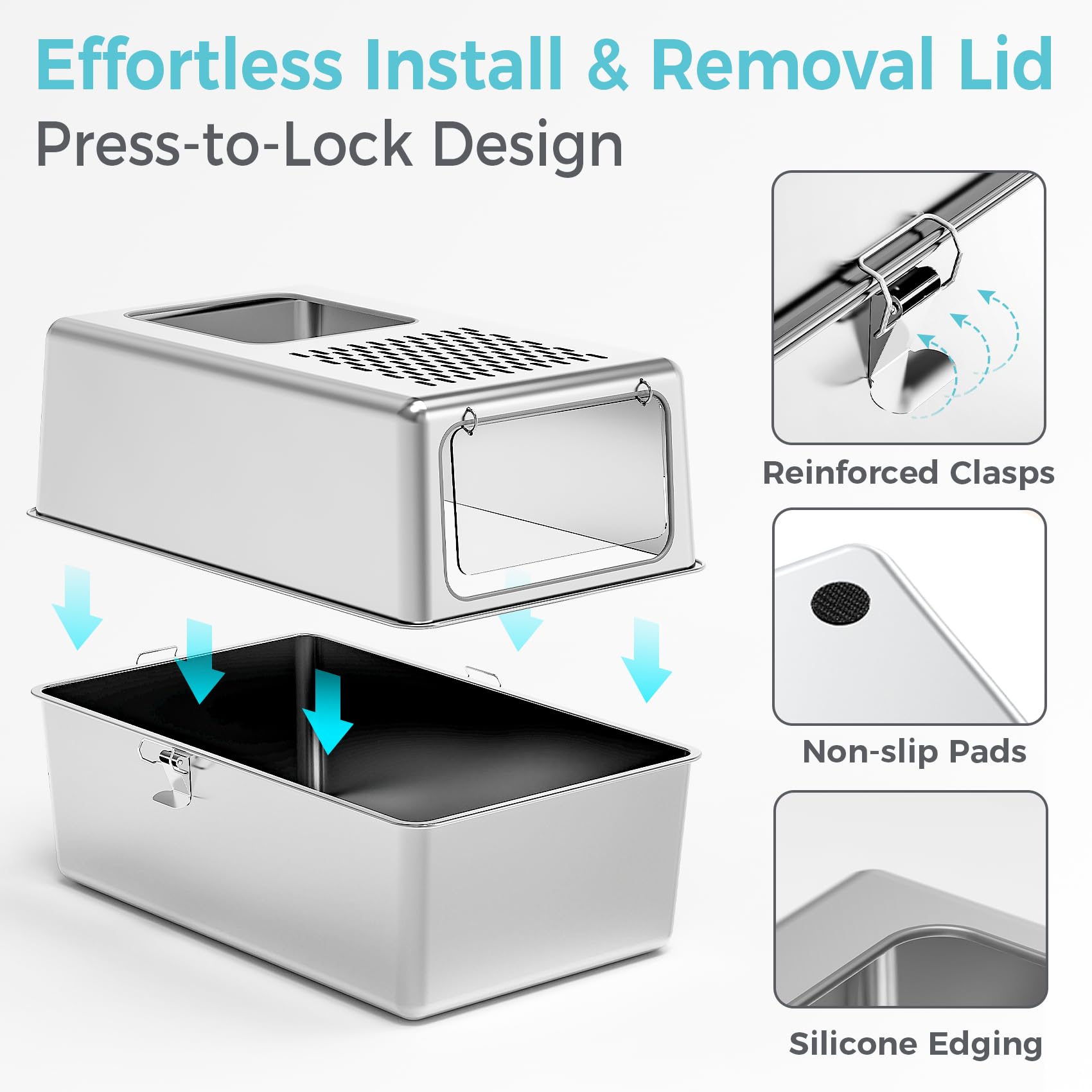 Petinstinct XL splash guard and enclosed design reduce mess during littering.