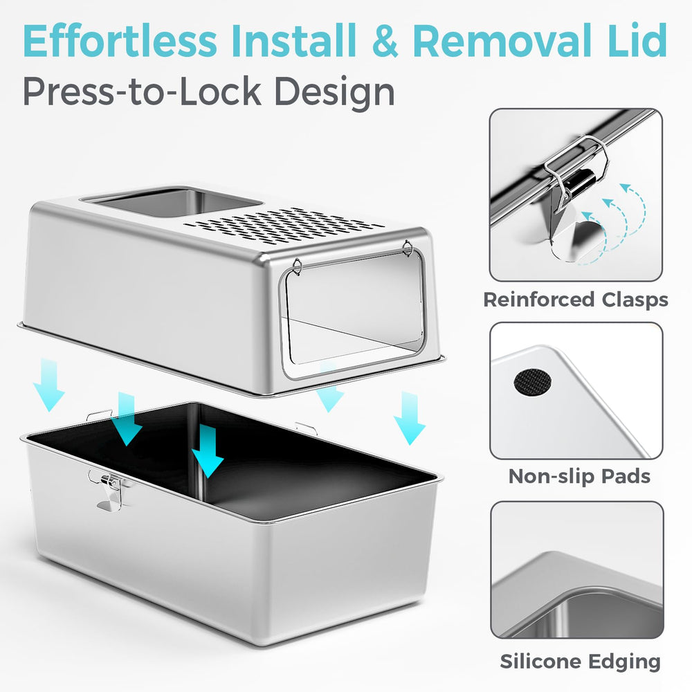 Petinstinct XL splash guard and enclosed design reduce mess during littering.