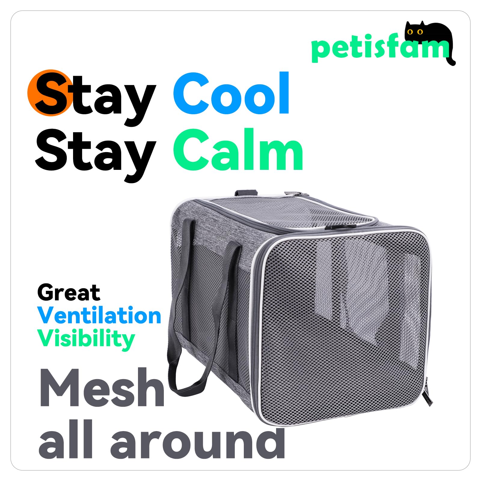 petisfam soft pet carrier escape-proof zippers for secure travel