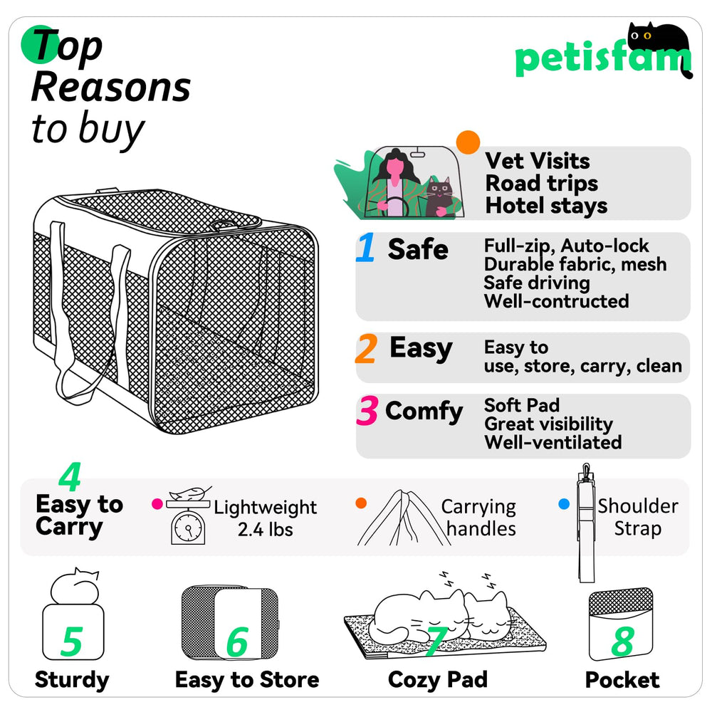 petisfam soft pet carrier removable washable pad for comfort and cleanliness