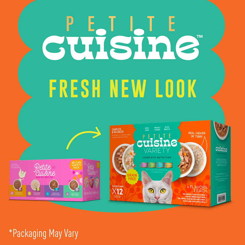PETITE CUISINE wet cat food served in a bowl showing real meat texture