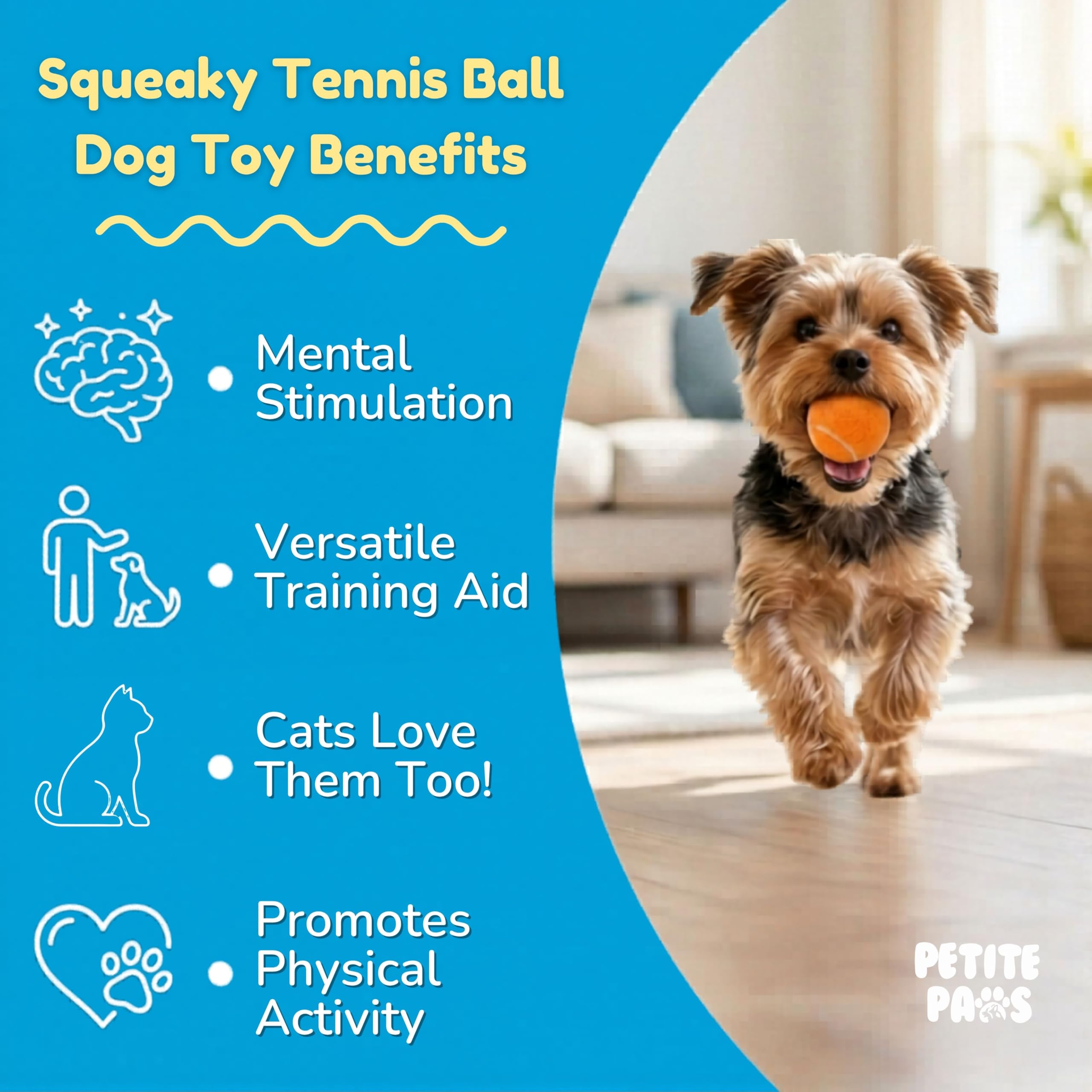 Petite Paws teething-friendly squeaky balls soothe teething while entertaining.