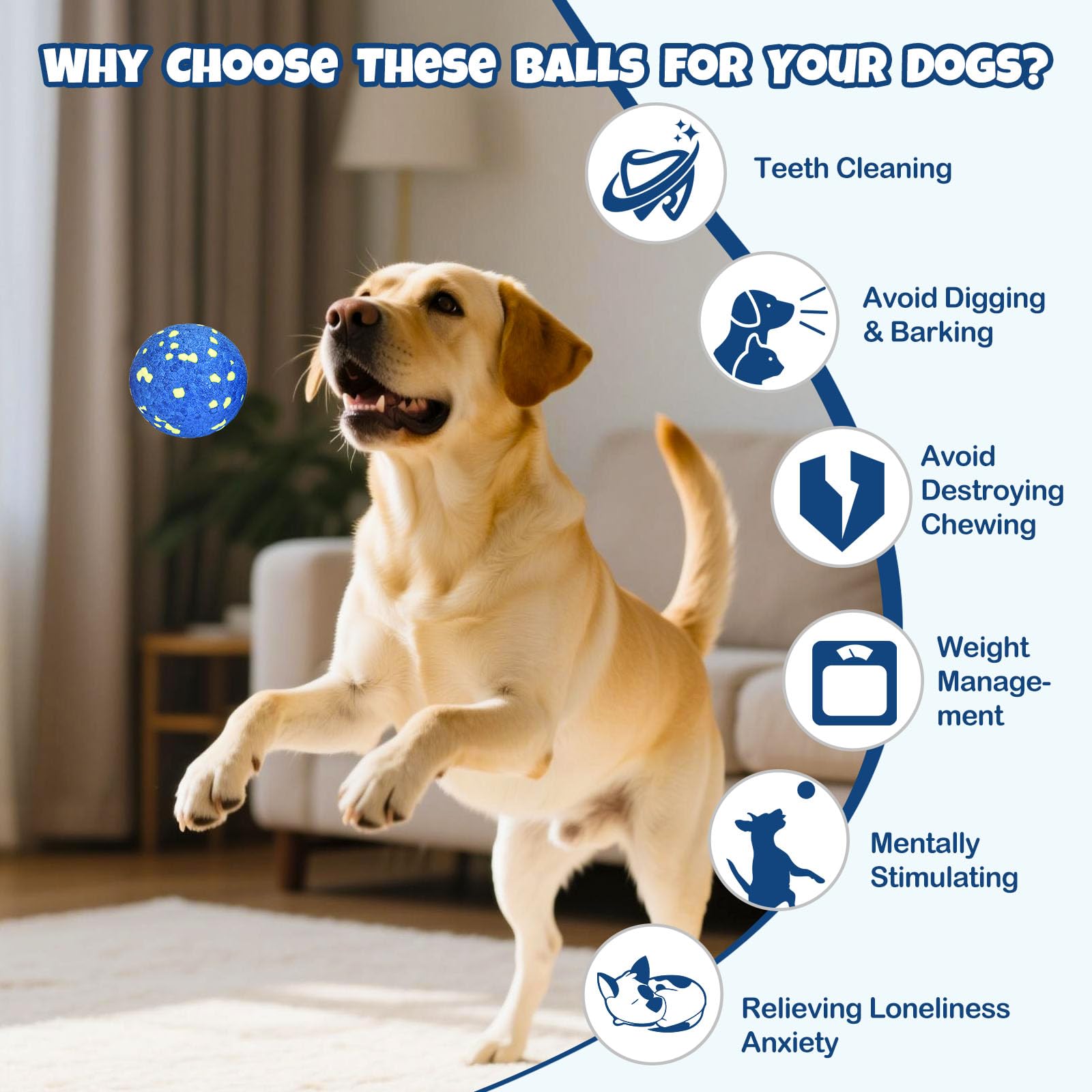 Petizer ETPU balls feature bright blue and yellow for visibility.