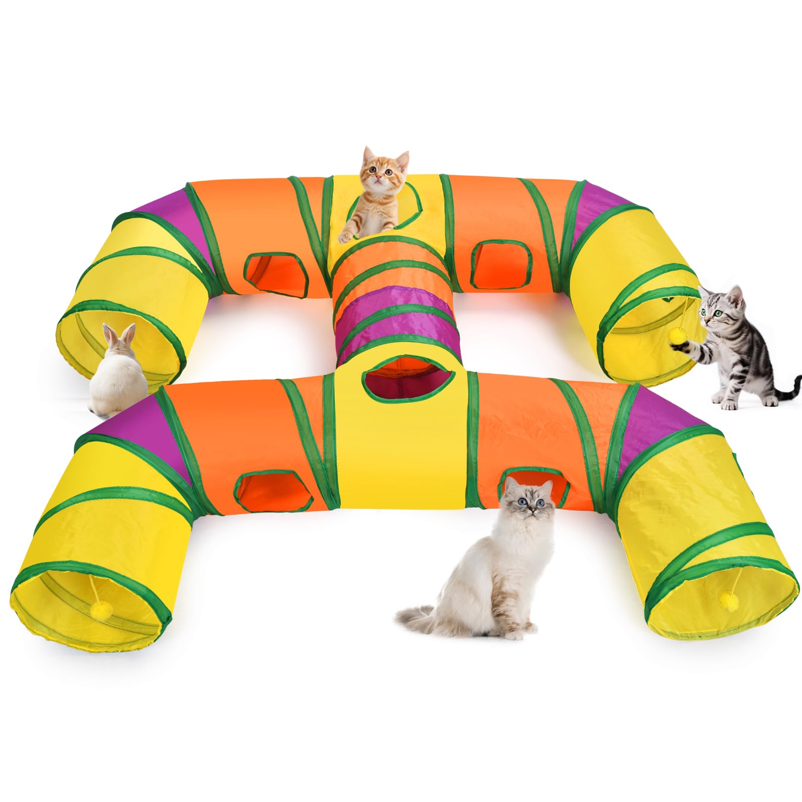 Petizer H-4-Way cat tunnel opens to invite exploration and play.
