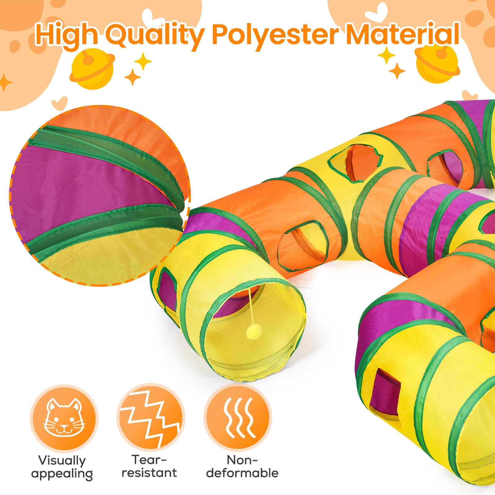 Petizer H-4-Way cat tunnel with three tunnels sparks hide-and-seek fun.