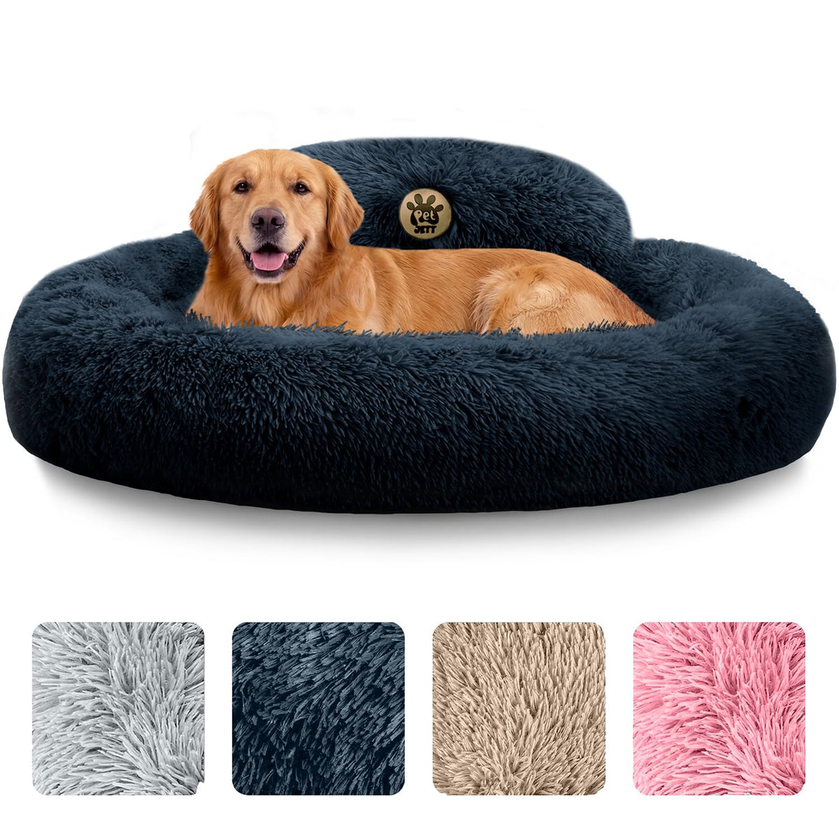 PET JETT 36-inch calming round donut bed offering cozy support for dogs