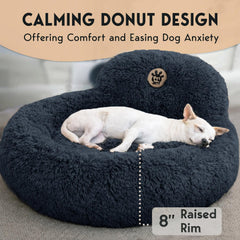 PetJett 8-inch raised rim donut bed supports head and neck.