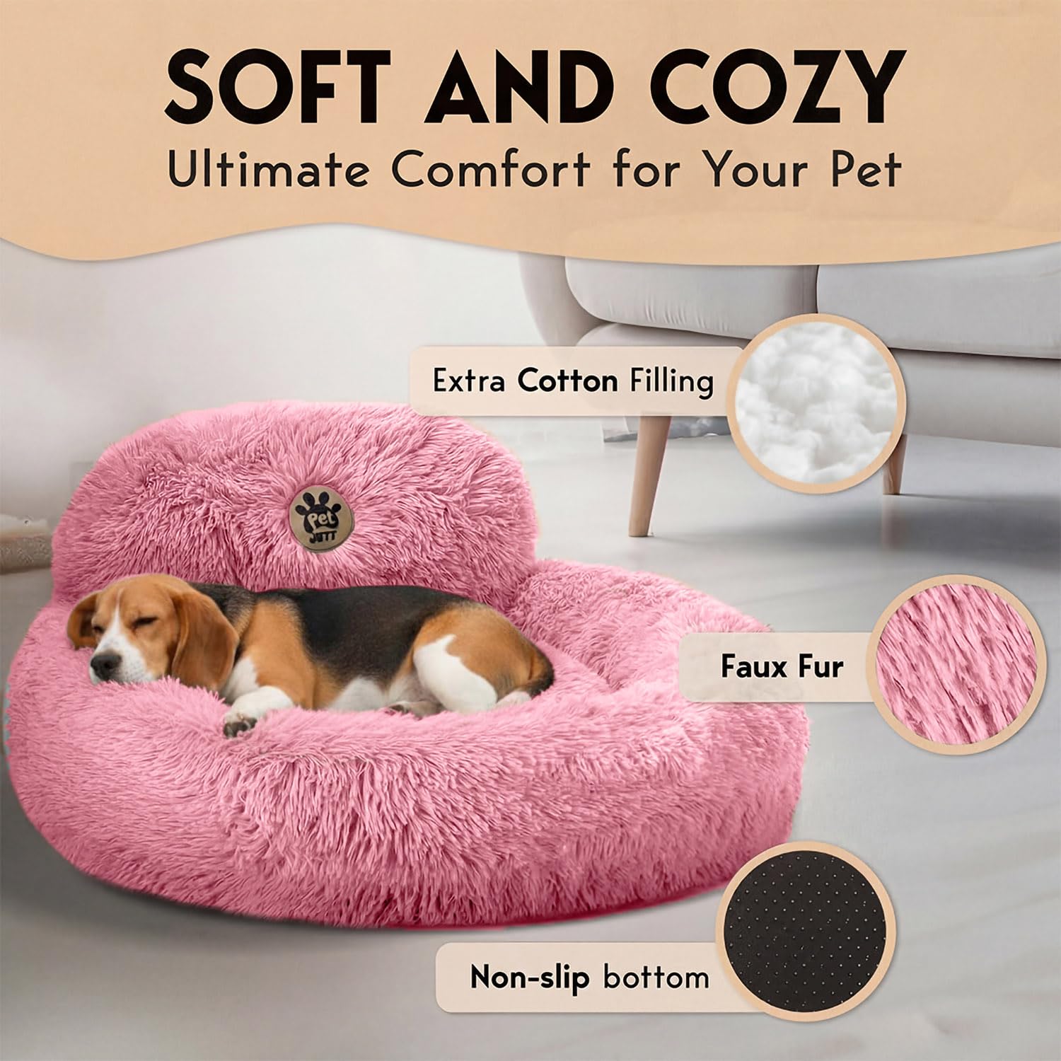 PetJett 8-inch raised rim supports the head and neck for comfy lounging