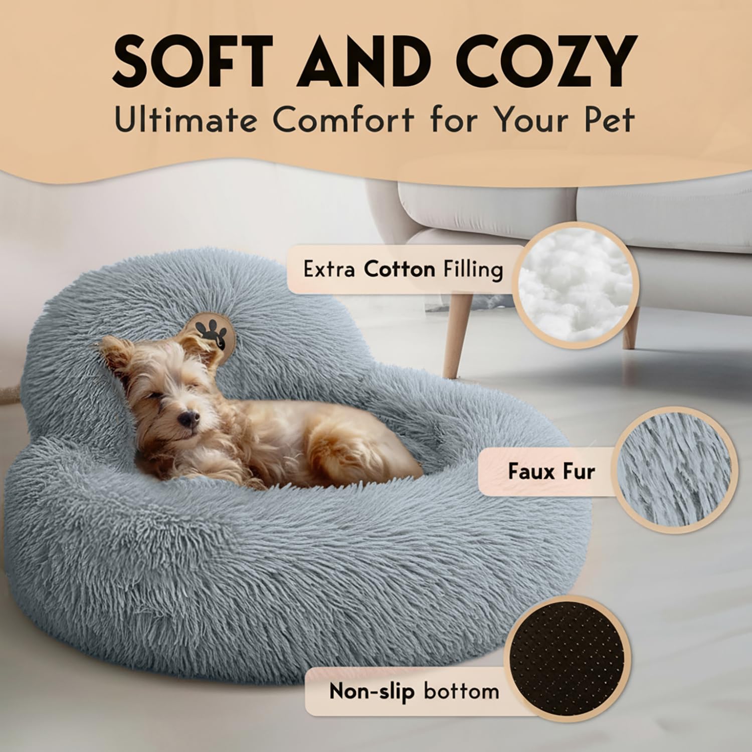 PetJett bed features anti-slip bottom for secure placement on any floor.