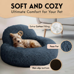 PET JETT bed with support pillow for head and neck comfort