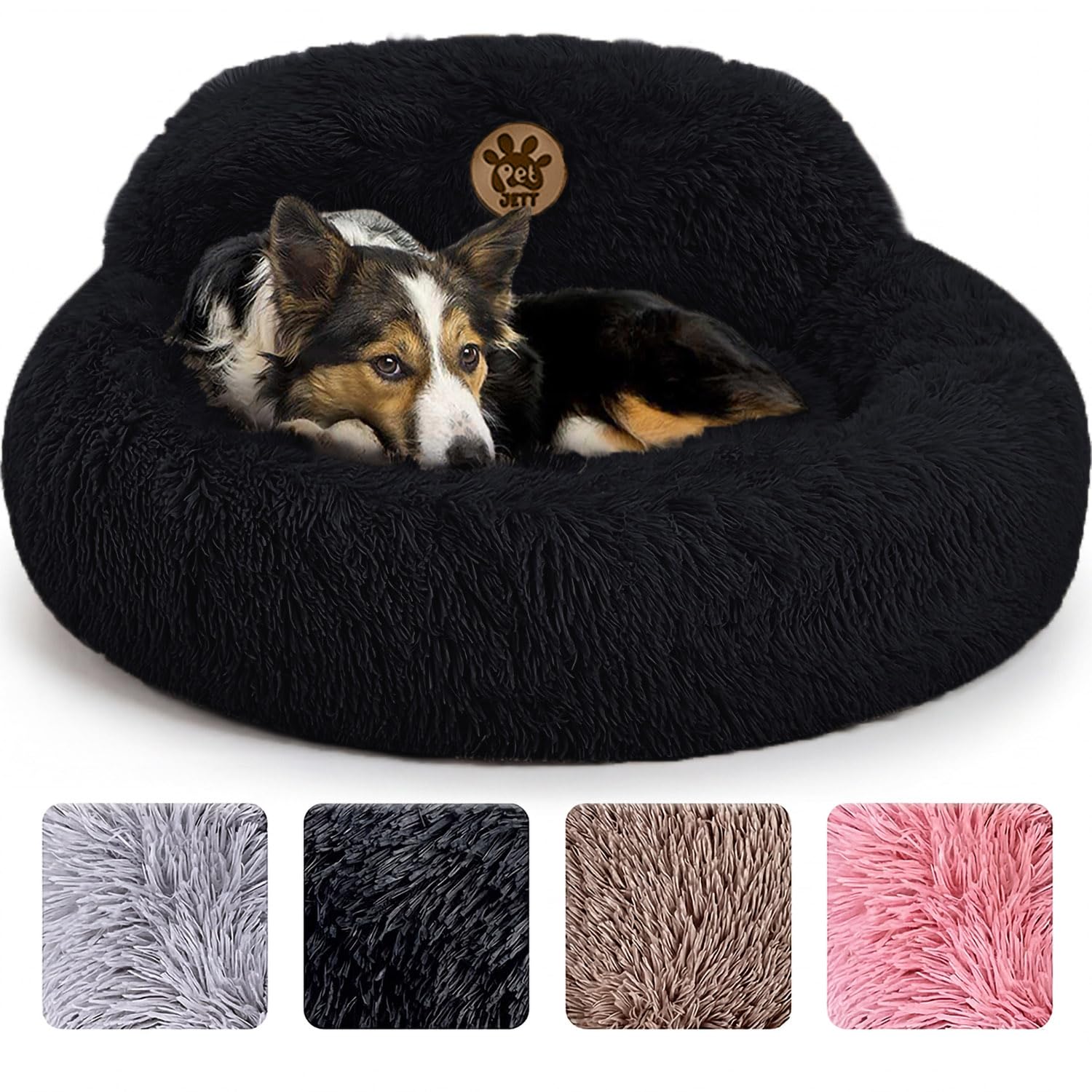 PET JETT Calming Dog Bed viewed from the front, showing plush surface for gentle naps.