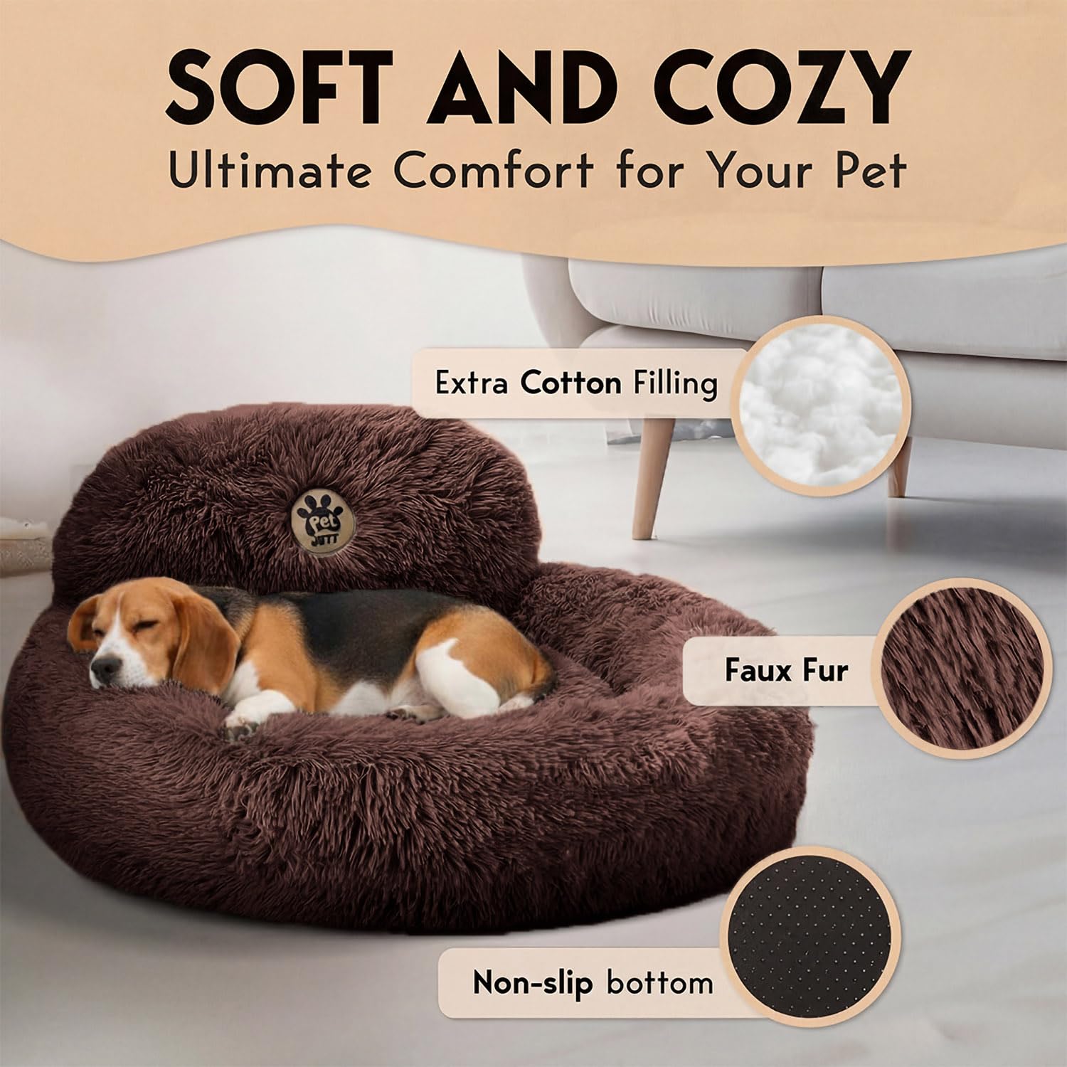 PetJett bed features a supportive pillow for extra comfort