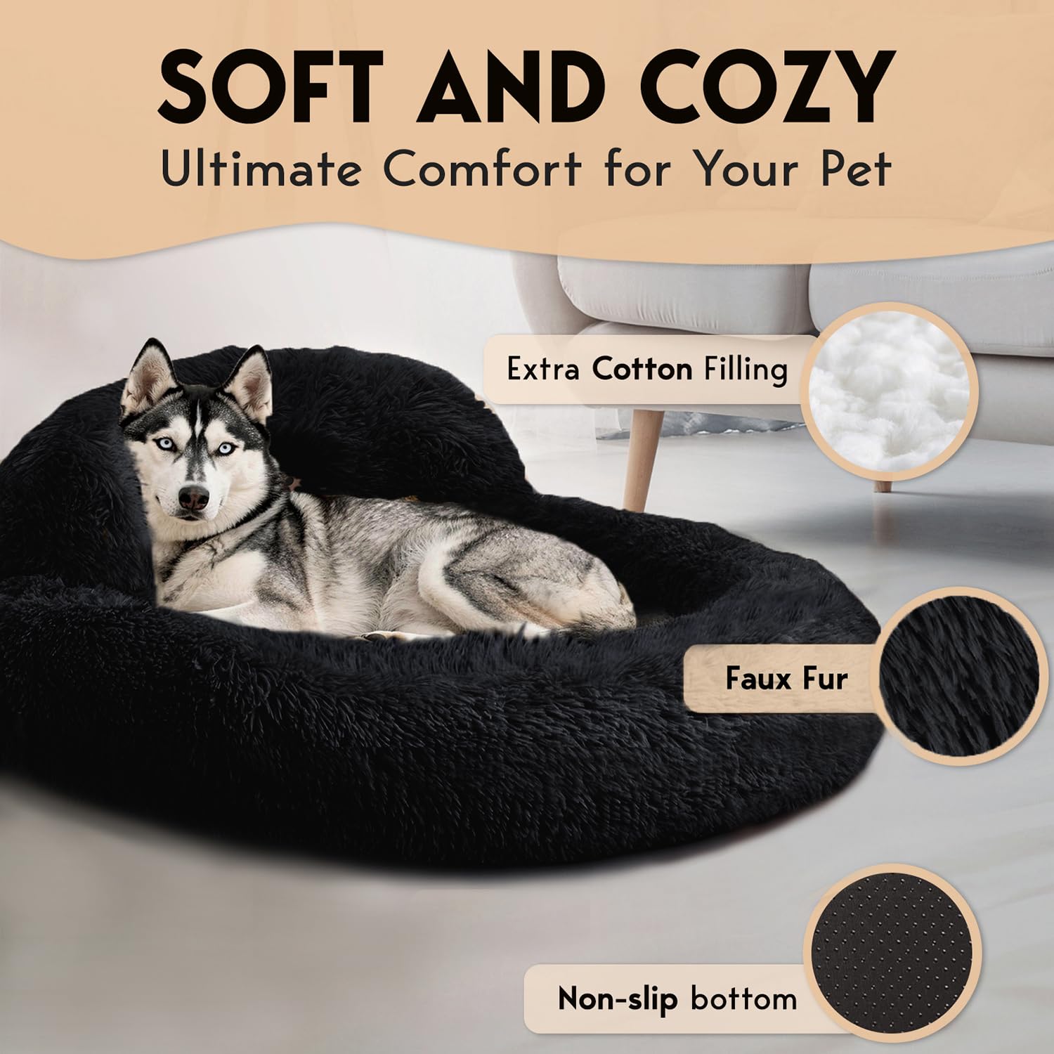 PetJett plush faux-fur exterior provides warm, cozy naps.