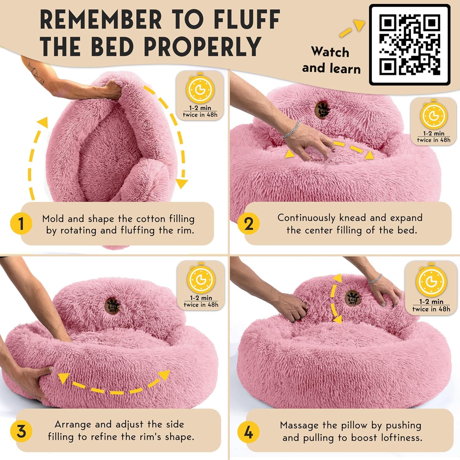 PetJett Donut Bed small size 23x23 inches suitable for dogs up to 25 lbs.