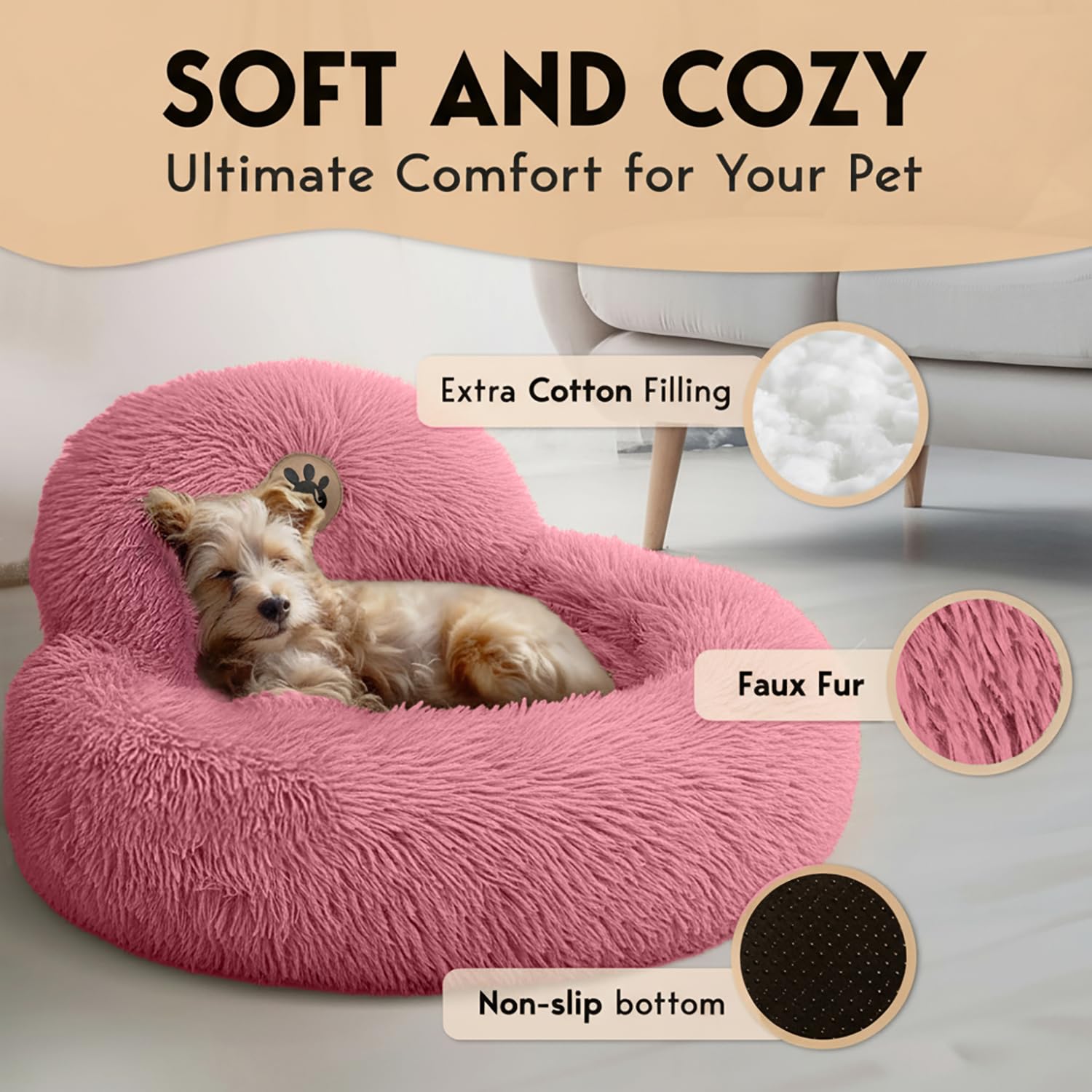 PetJett Donut Bed washable cover for easy cleaning after playful days.