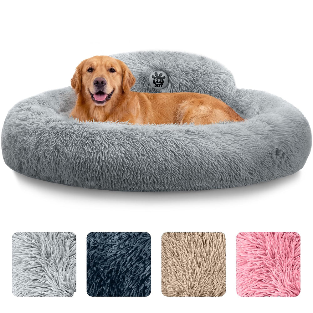 PetJett large donut bed 36 inch round for up to 80 lbs, plush comfort.