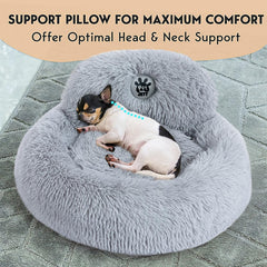 PetJett plush faux fur bed delivers warm, cozy comfort for nap time.